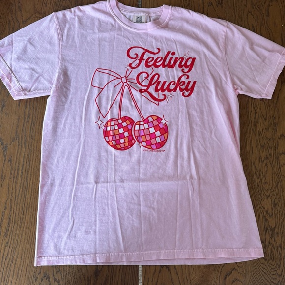LOVE BUG APPAREL Feeling Lucky shirt cherries Pink Boutique Tee Shirt - Picture 2 of 5